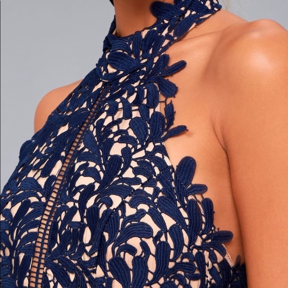 NWOT Lulus Divine Destiny Navy Blue Lace Midi Dress - Picture 8 of 17